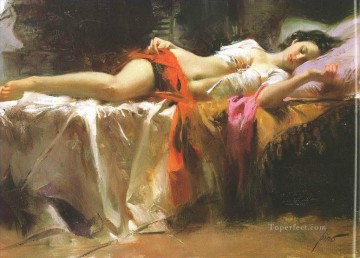 印象派 Painting - ピノ・ダエニ 眠っている女の子 美しい女性 女性